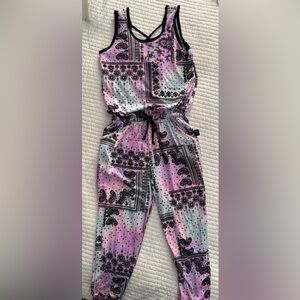 PixieJane Pink and Black Patterned one piece romper pants